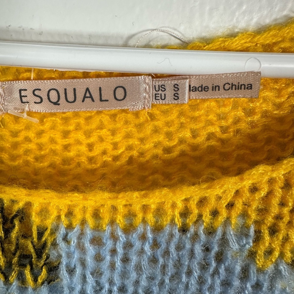 ESQUALO Multicolor Abstract Crew Neck Knit Sweater
20% wool size small oversized - Picture 3 of 5